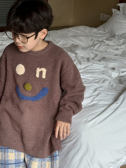 パジャマ キッズ モコモコ 裏起毛 厚手 セットアップ チェック柄 ルームウェア【mh0011660】