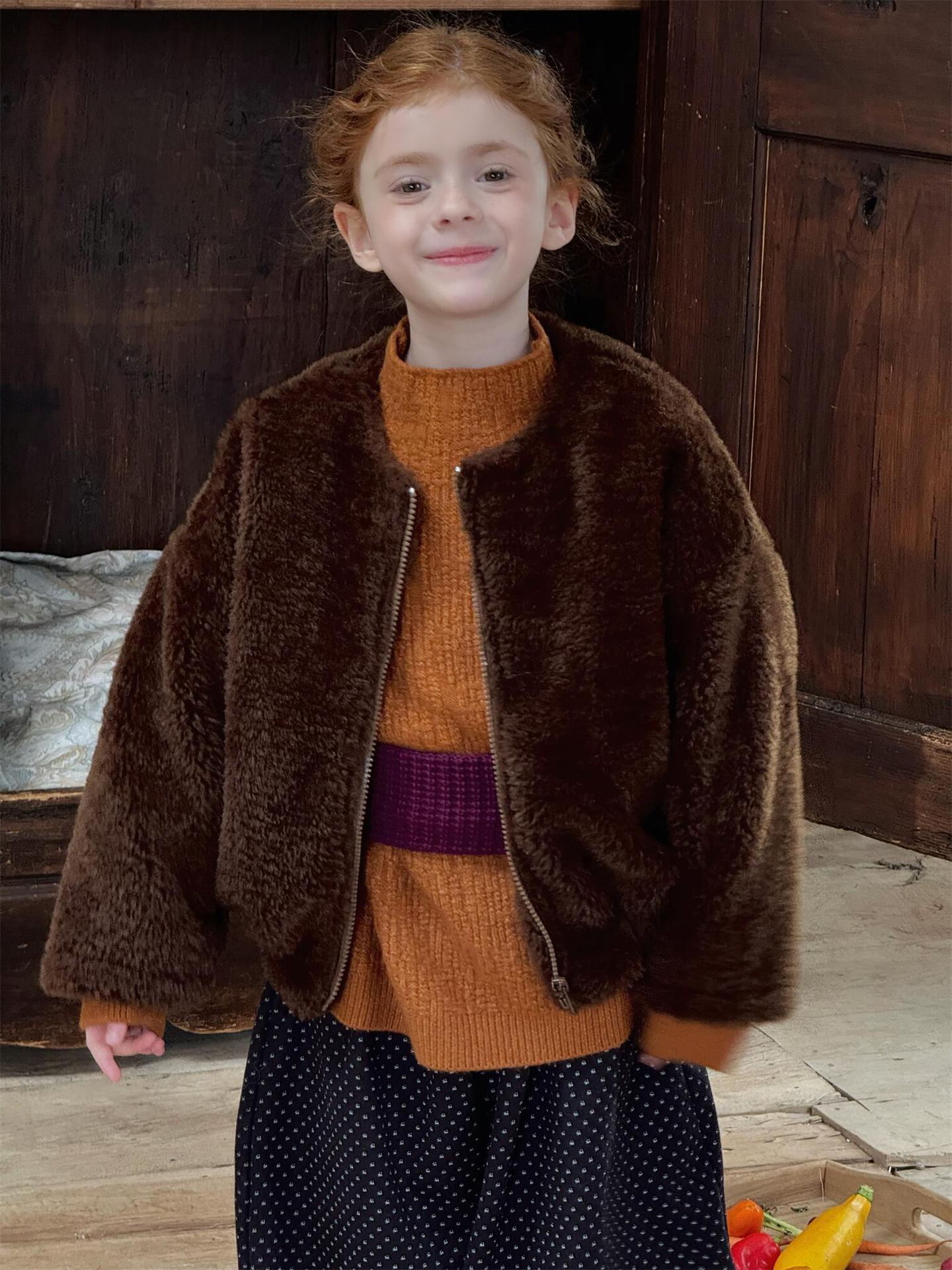 No-collar boa blouson, zip-up jacket, thick outerwear [mh0011758]