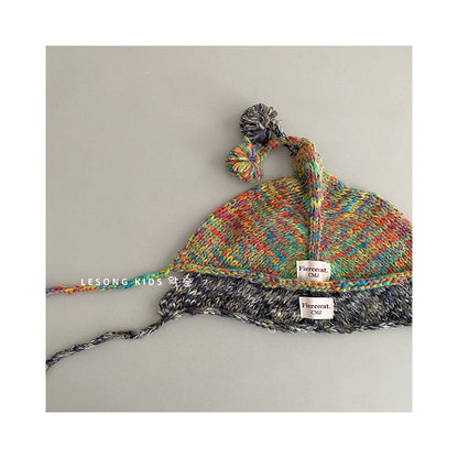 キッズ帽子 ニットキャップ カラフルネップ ロールブリム【mh0011848】