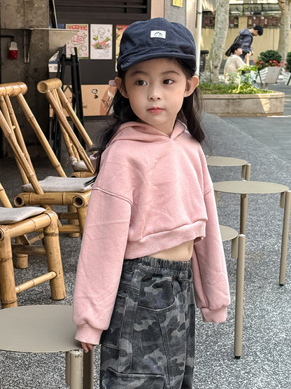 -クロップド丈パーカー 刺繍ロゴ入りフーディー ショートスウェット【mh0011053】 - mamahalo shop - カーディガン・パーカー -  べビー服 - 子供服 - 男の子 - 女の子