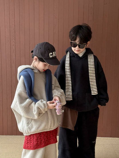 セットアップ キッズ 裏起毛 ボア 厚手 プルオーバー フード付 カジュアル【mh0011662】