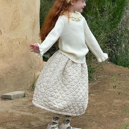 キルティングスカート 厚手 キルト ミモレ丈 無地 花柄【mh0011750】