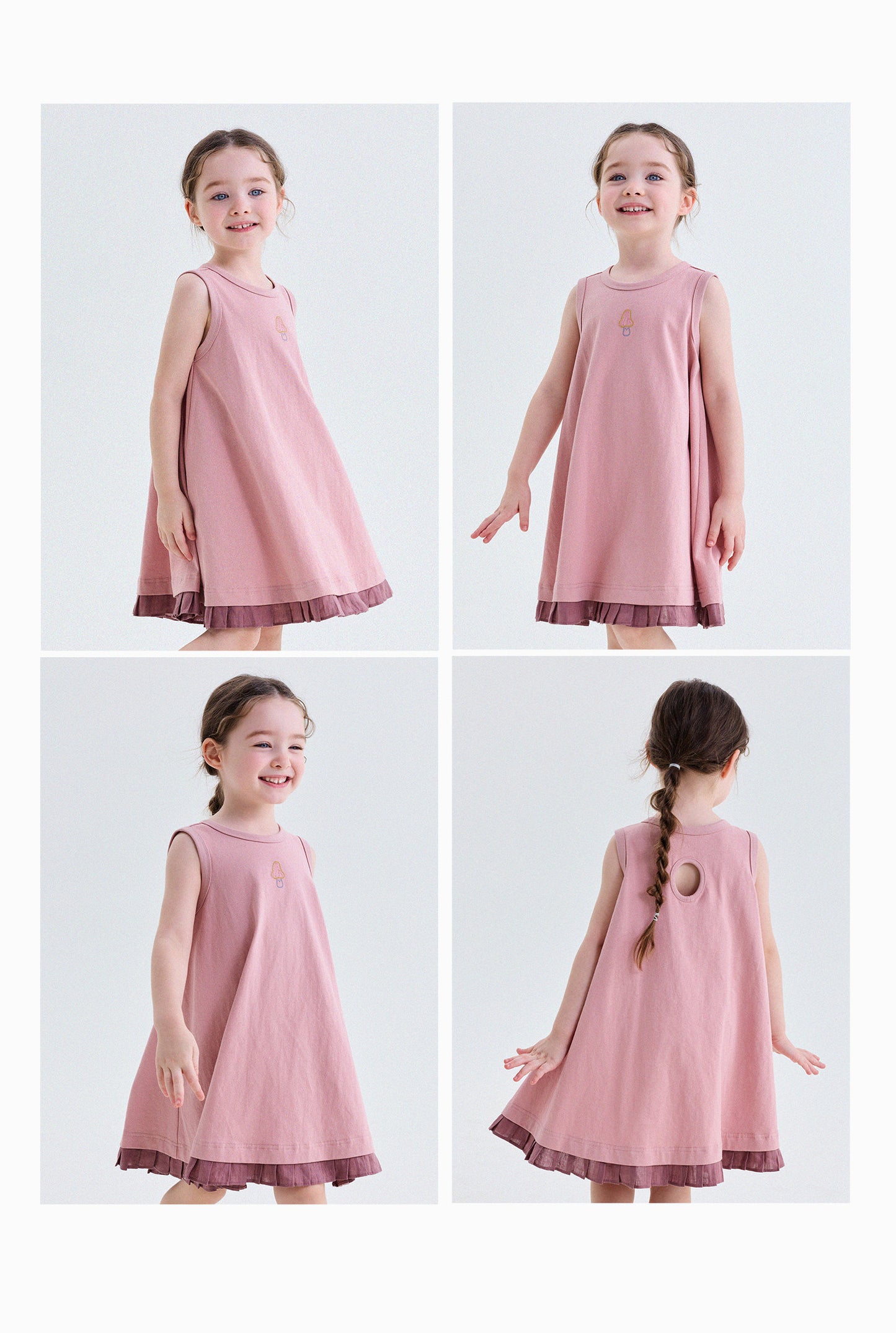 Vestido sin mangas con volantes en el dobladillo de colores para niños【mh0013764】