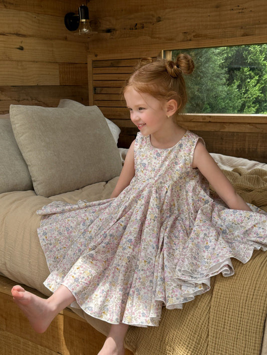 Vintage Floral Sleeveless Dress フローラル ノースリーブワンピース【mh0013241】