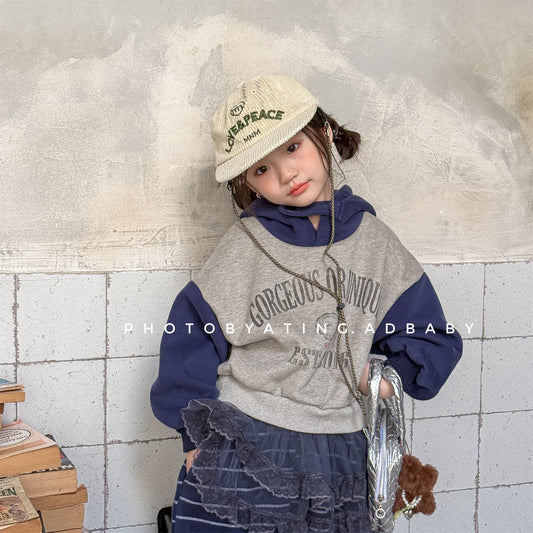 フーディスウェットトレーナー フード付き ロゴプリント パッチワーク【mh0011909】