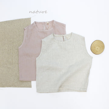 Minimalist Pullover Linen Vest リネン ノースリーブトップス【mh0013633】