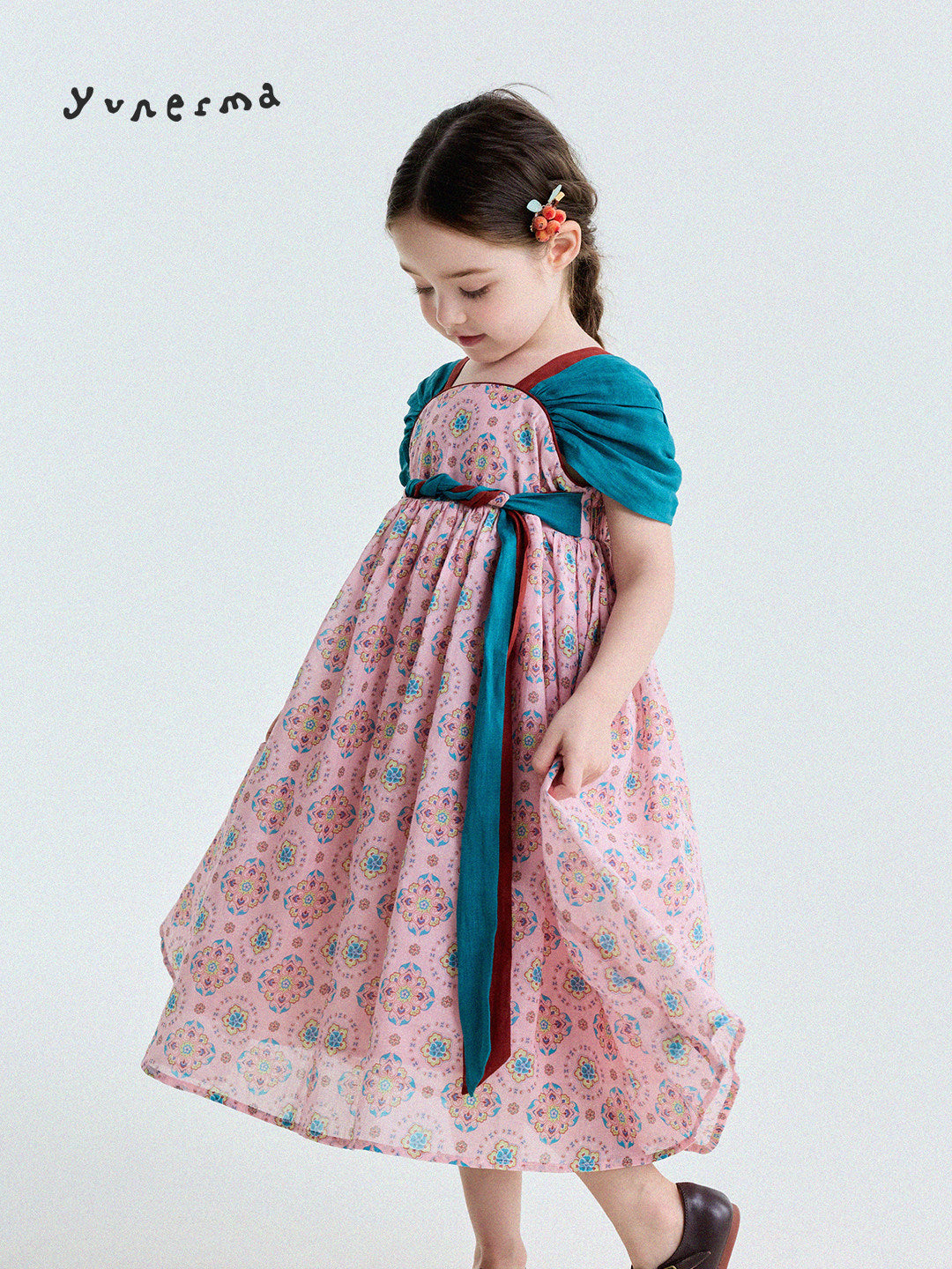Ethnic Floral Print Dress オリエンタル調 プリントワンピース【mh0013172】