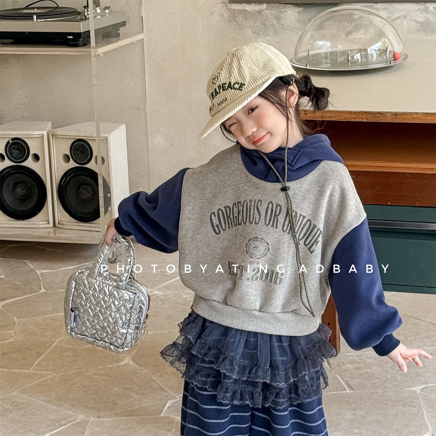 フーディスウェットトレーナー フード付き ロゴプリント パッチワーク【mh0011909】