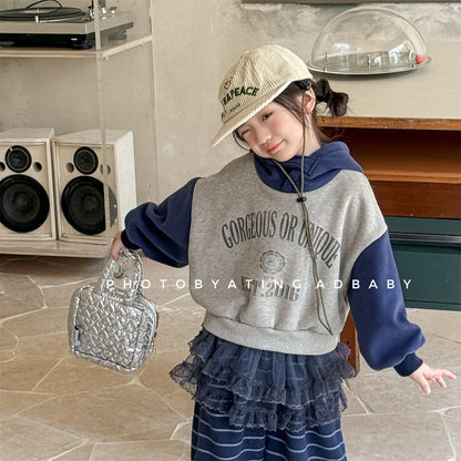 フーディスウェットトレーナー フード付き ロゴプリント パッチワーク【mh0011909】