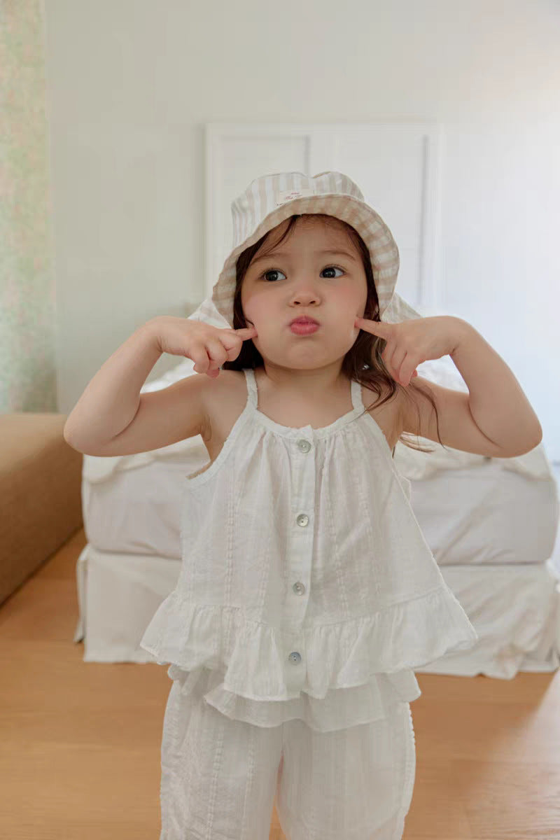 Fashionable Camisole Frill Pants Ruffle Camisole Long Pants [mh0013276]