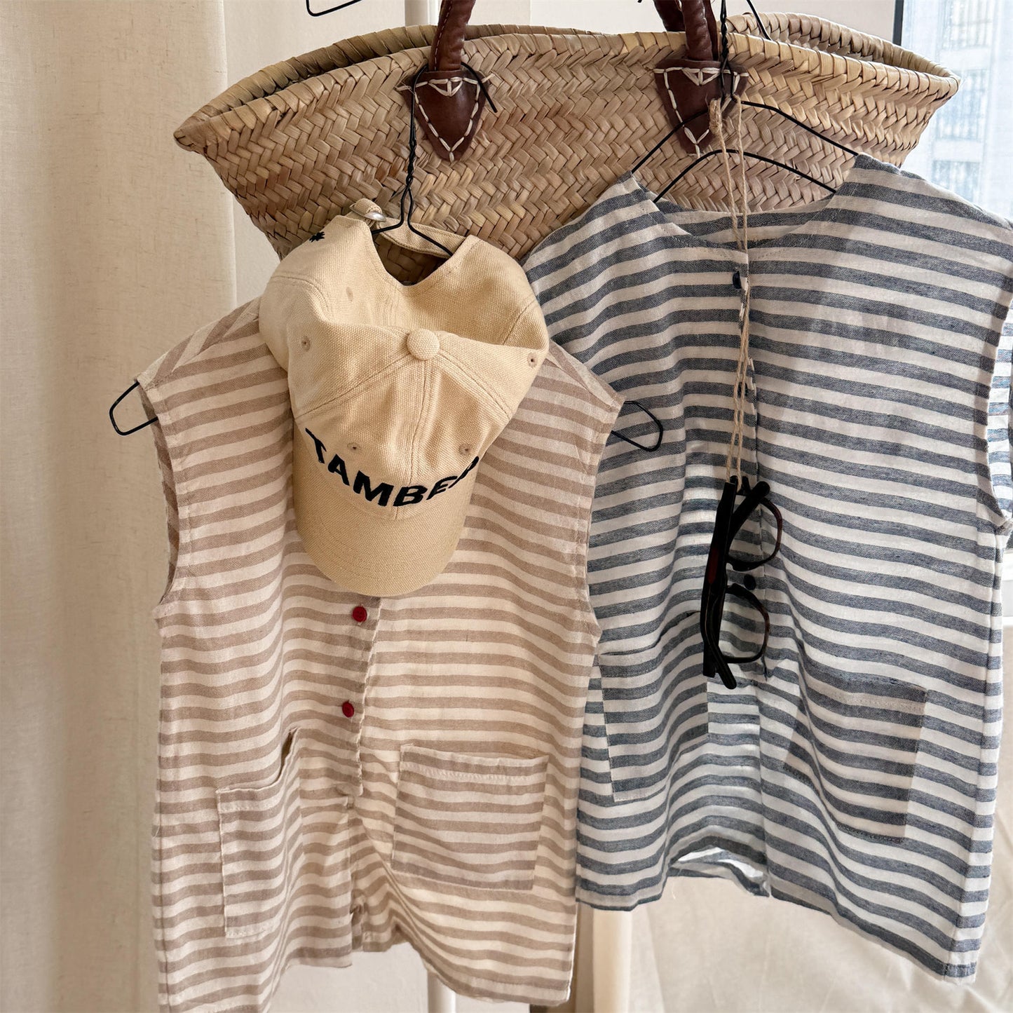 Striped Sleeveless All-in-one ボーダー ノースリーブジャンプスーツ【mh0013219】