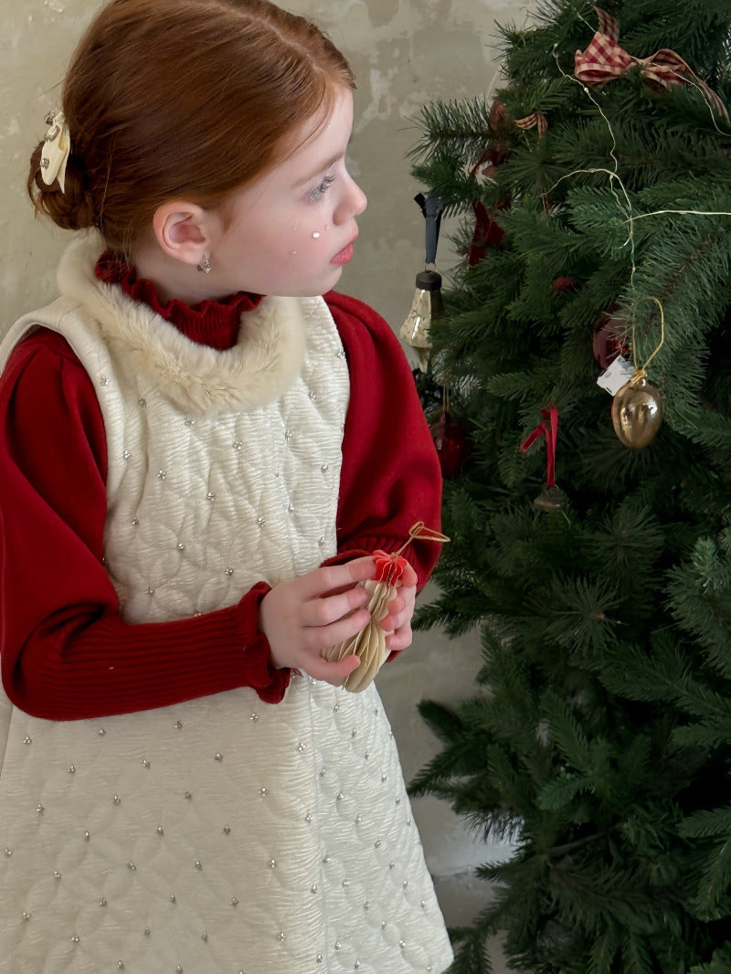 ノースリーブキルトワンピース ビーズ刺繍 キルティングドレス【mh0011885】