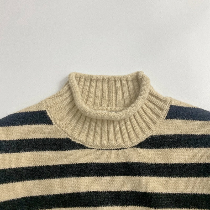 Suéter de punto de cuello alto a rayas para niños【mh0000298】