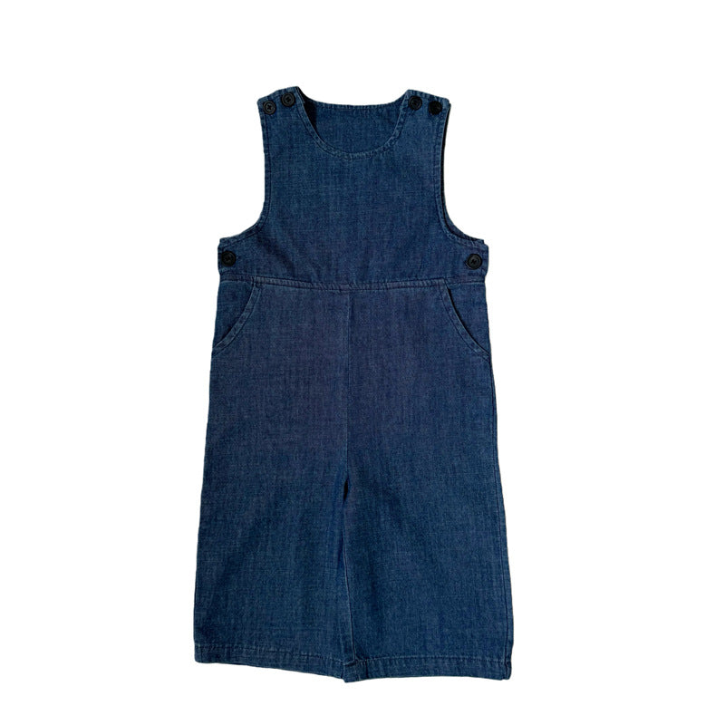 Denim Shoulder Button Jumpsuit デニム ノースリーブジャンプスーツ【mh0013649】