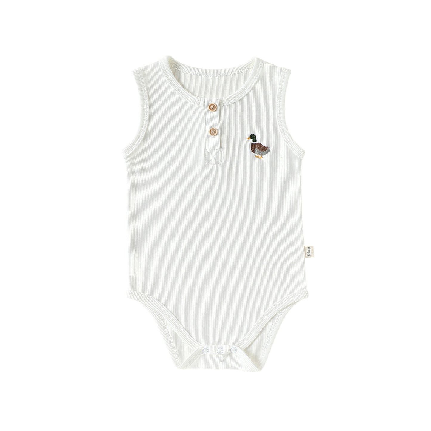Embroidered Rib Romper 刺繍入り ノースリーブロンパース【mh0013038】