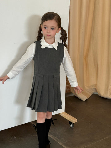 Vestido sin mangas plisado con corte en la cintura para niños【mh0014072】