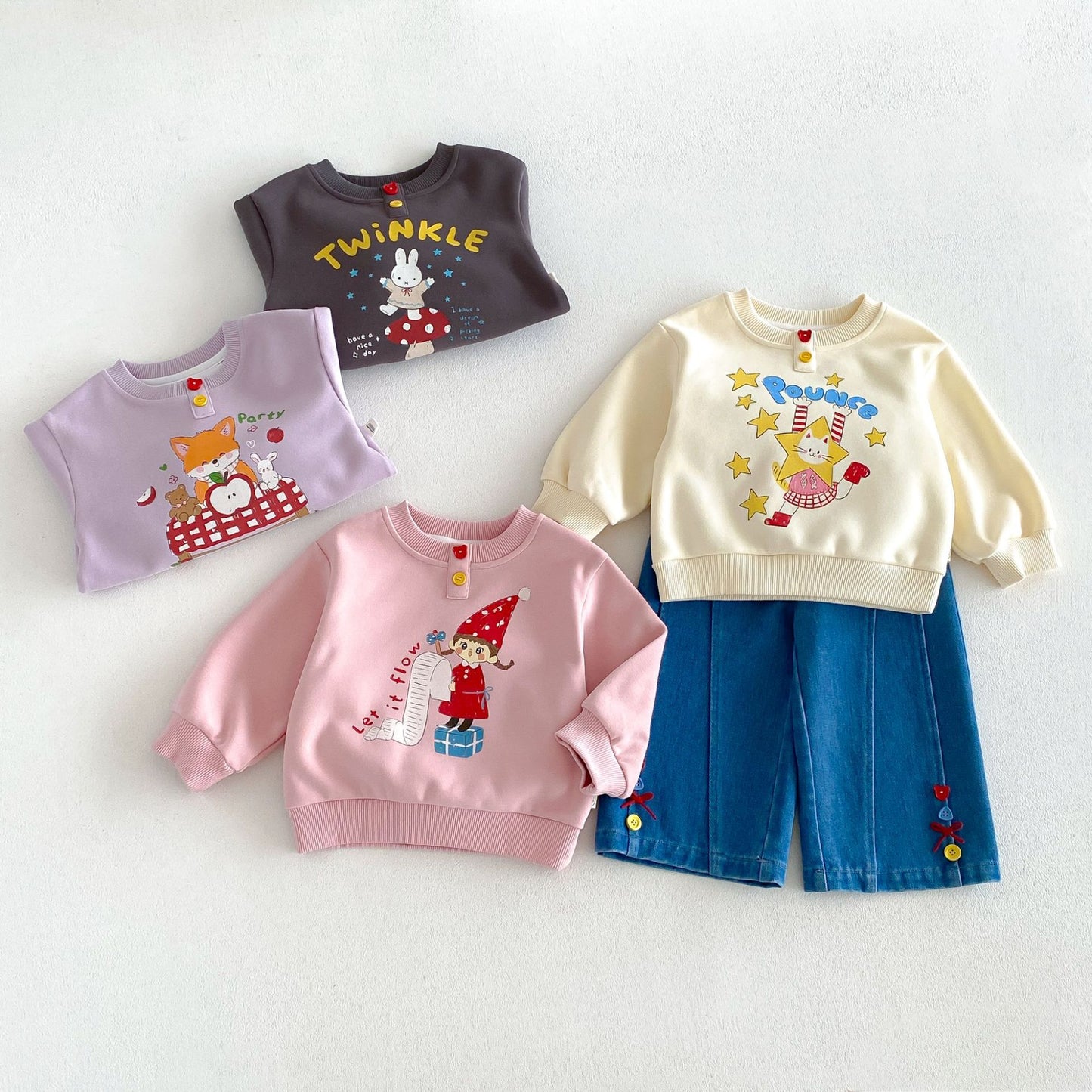 Sudadera de manga larga con estampado de personajes infantiles 【mh0014030】