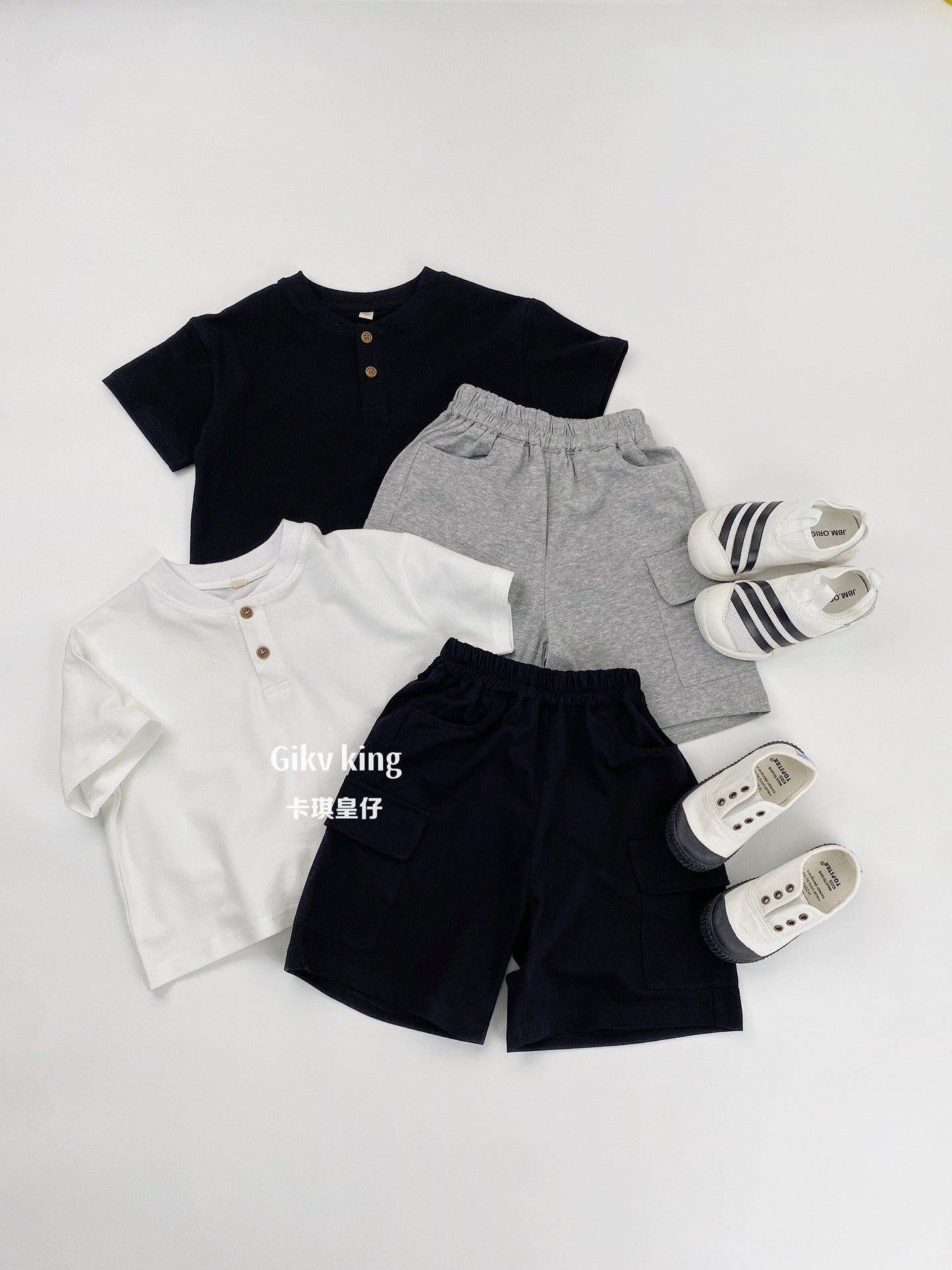 Solid Cargo Pocket Cotton Shorts カーゴ ハーフパンツ【mh0013487】