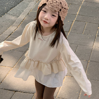 -フリル裾リブ長袖Tシャツチュニックカットソー【mh0010803】 - mamahalo shop - 長袖Tシャツ -  べビー服 - 子供服 - 男の子 - 女の子