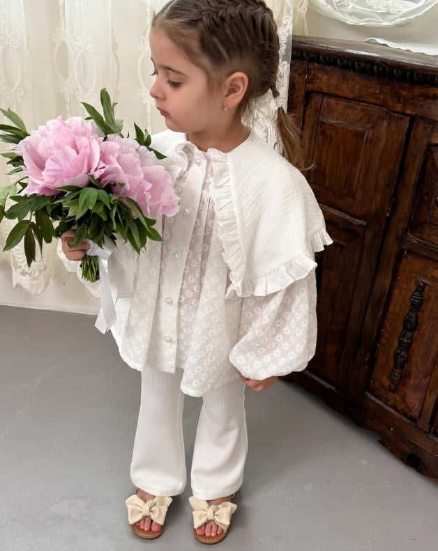 2025 INS Primavera-Otoño Rusa Top de Niña Algodón Bordado Primavera-Otoño Hombro Caído Casual Encaje Elegante Chaqueta de Muñeca【mh0013868】