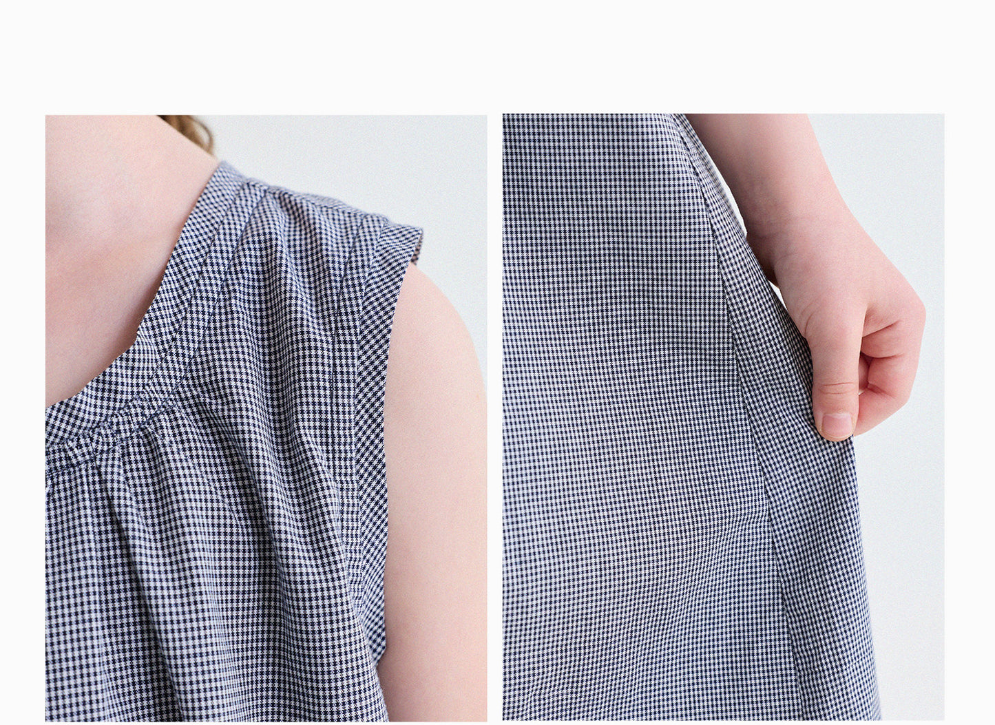Vestido sin mangas con estampado de cuadros y fruncido tridimensional [mh0013746]