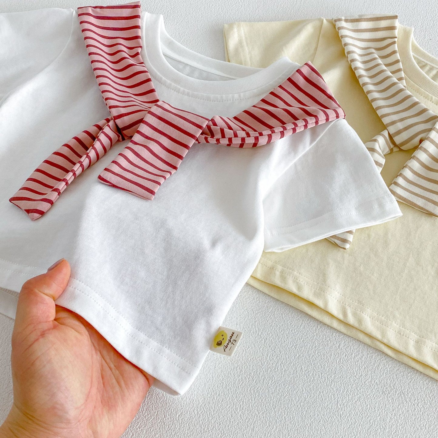 Sailor Collar Striped Set 半袖Tシャツ ハーフパンツ セット【mh0013426】