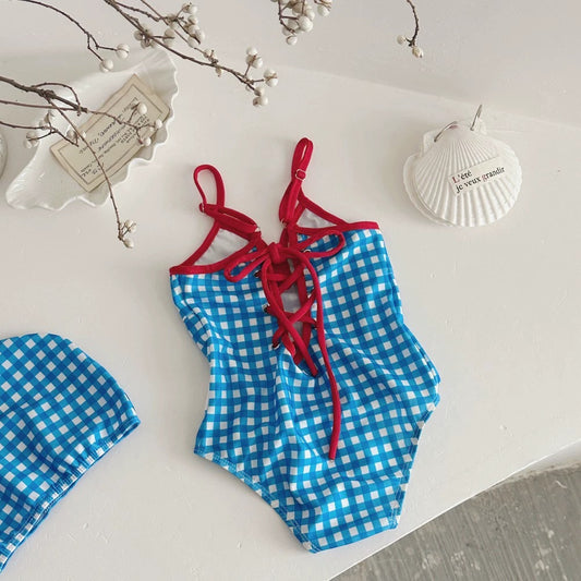 Gingham Girls Swimsuit チェック柄 ワンピース 水着【mh0012496】