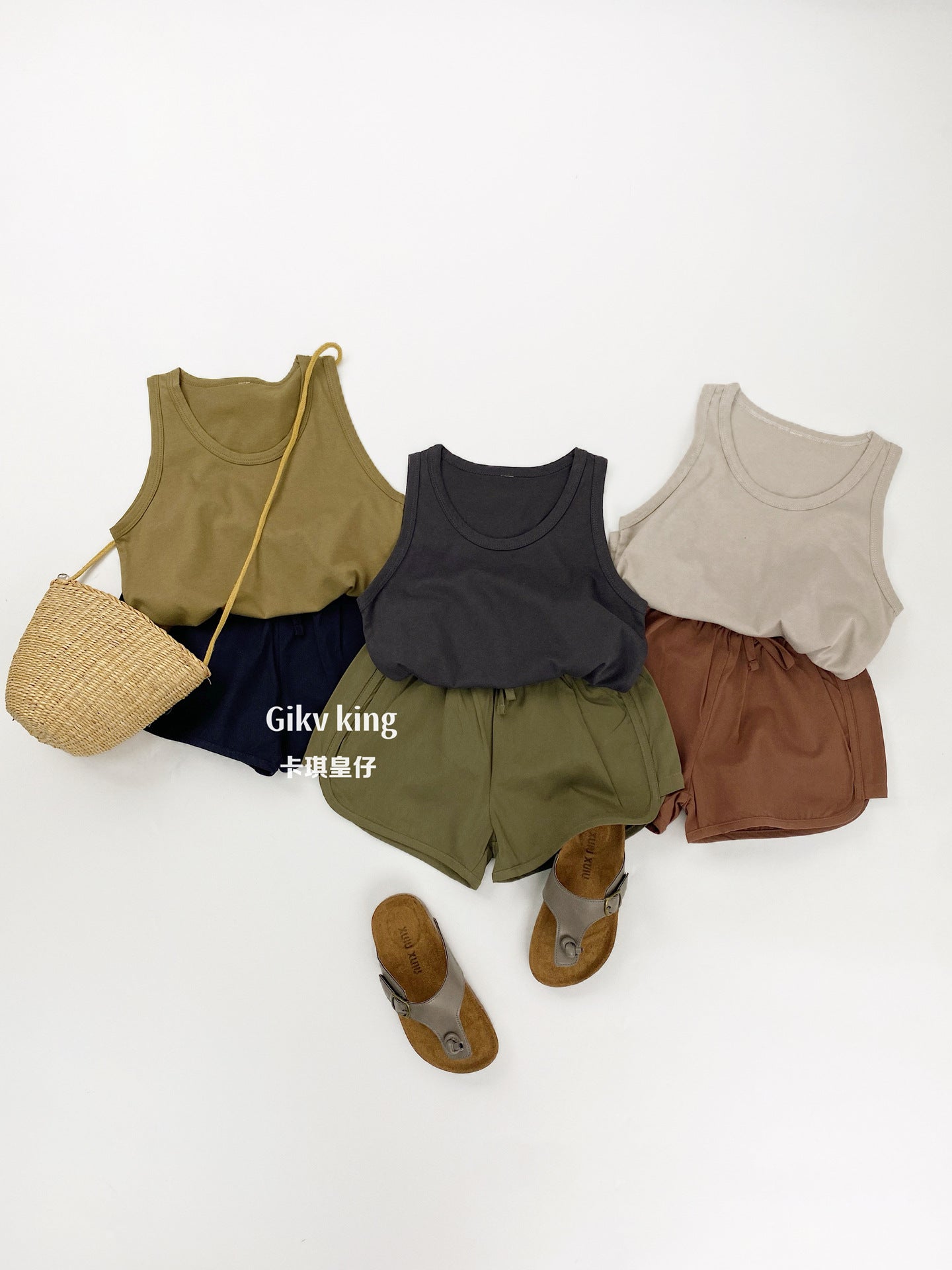 Elastic Waist Drawstring Dolphin Shorts 無地 ショートパンツ【mh0012840】