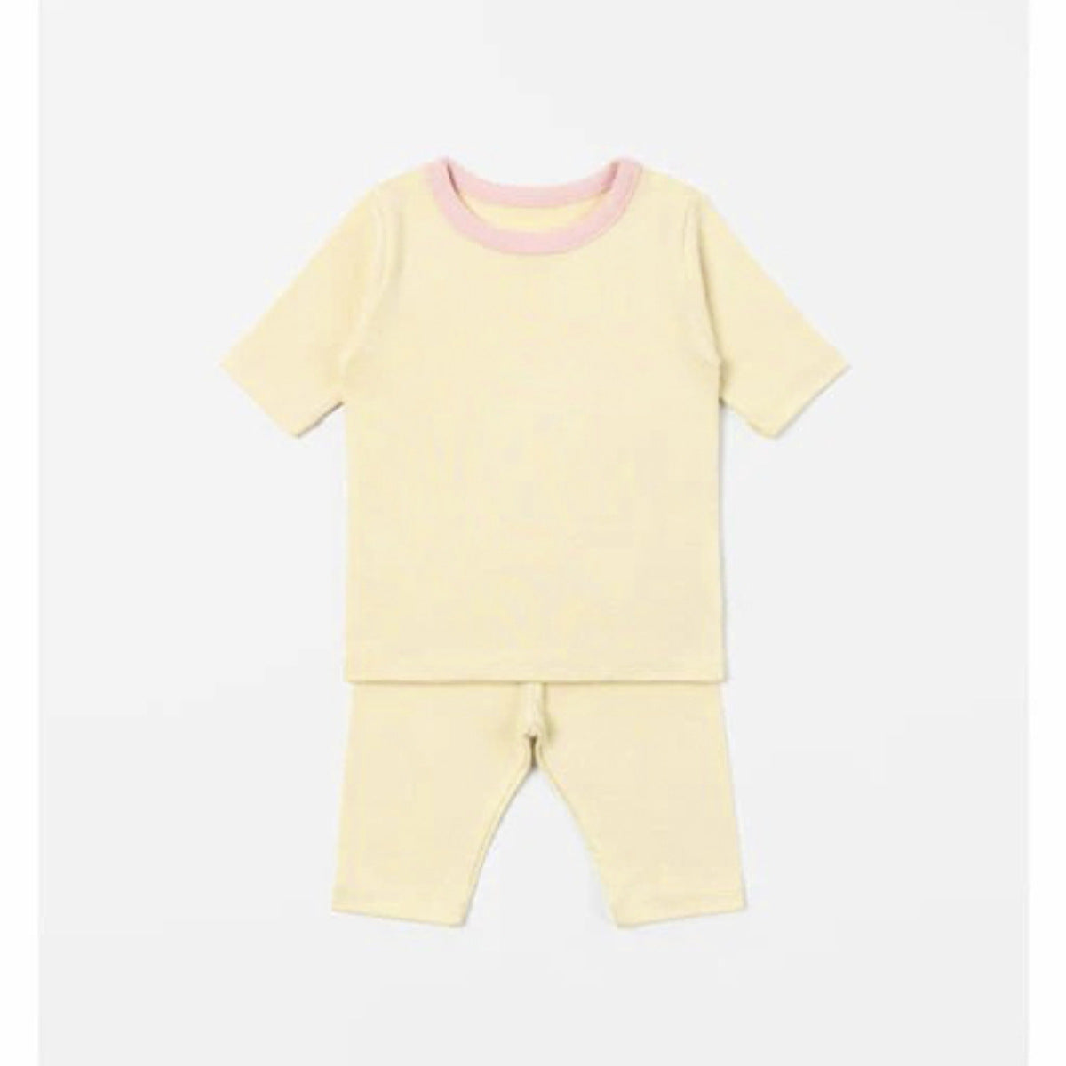 Two-Tone Minimalist Loungewear Set 半袖Tシャツ クロップドパンツ ルームウエア【mh0013610】