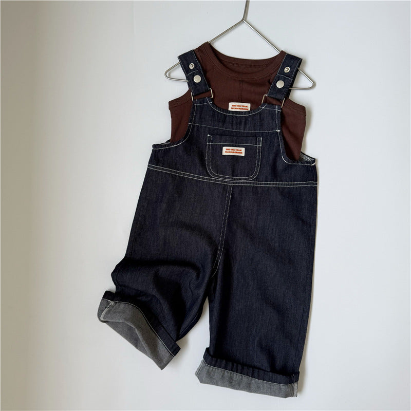 Denim Stitched Long Overalls デニム サロペットロングパンツ【mh0013650】