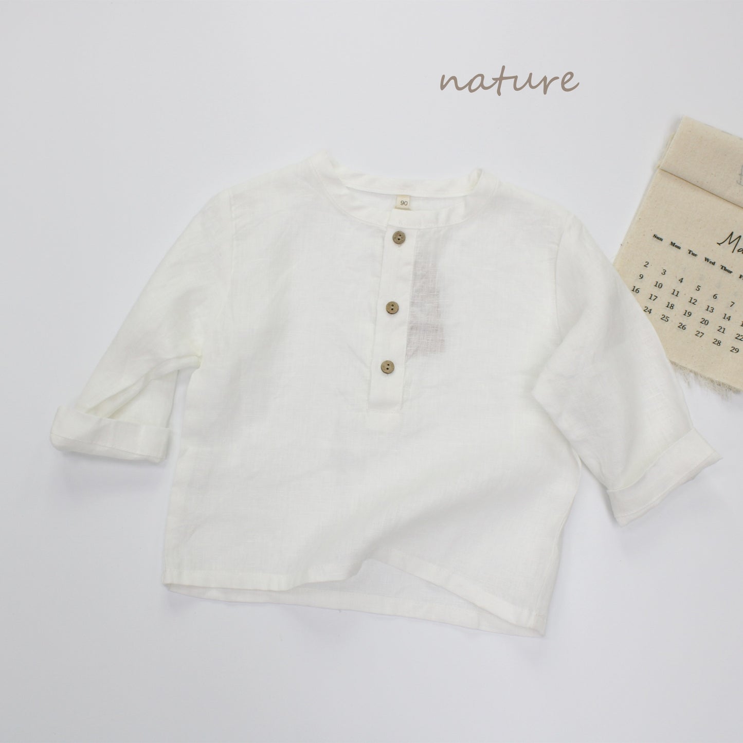 Minimalist Button Linen Shirt ナチュラルリネン 長袖シャツ【mh0013628】