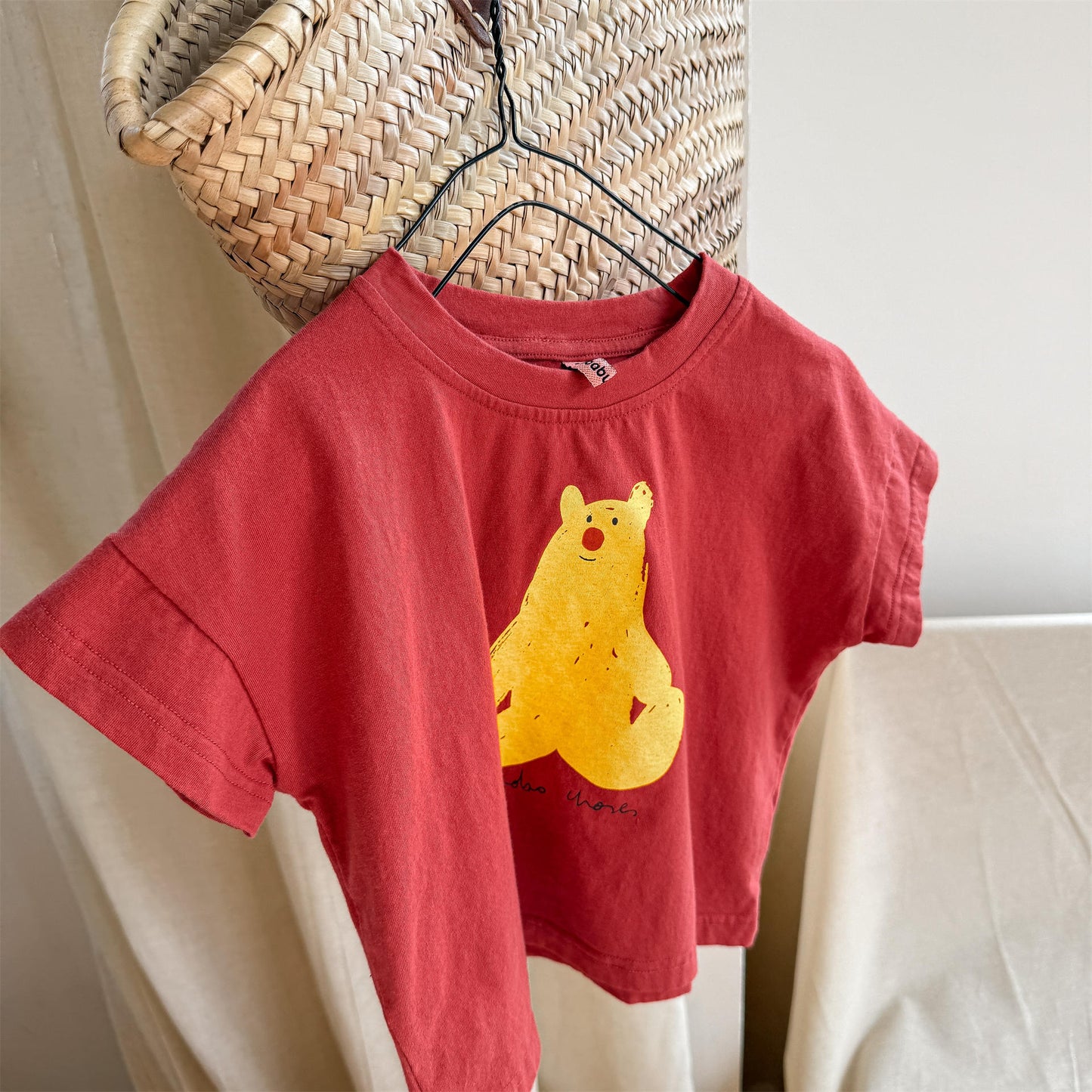 Boiled Egg Bear Graphic T-Shirt コットン クルーネック Tシャツ【mh0012652】