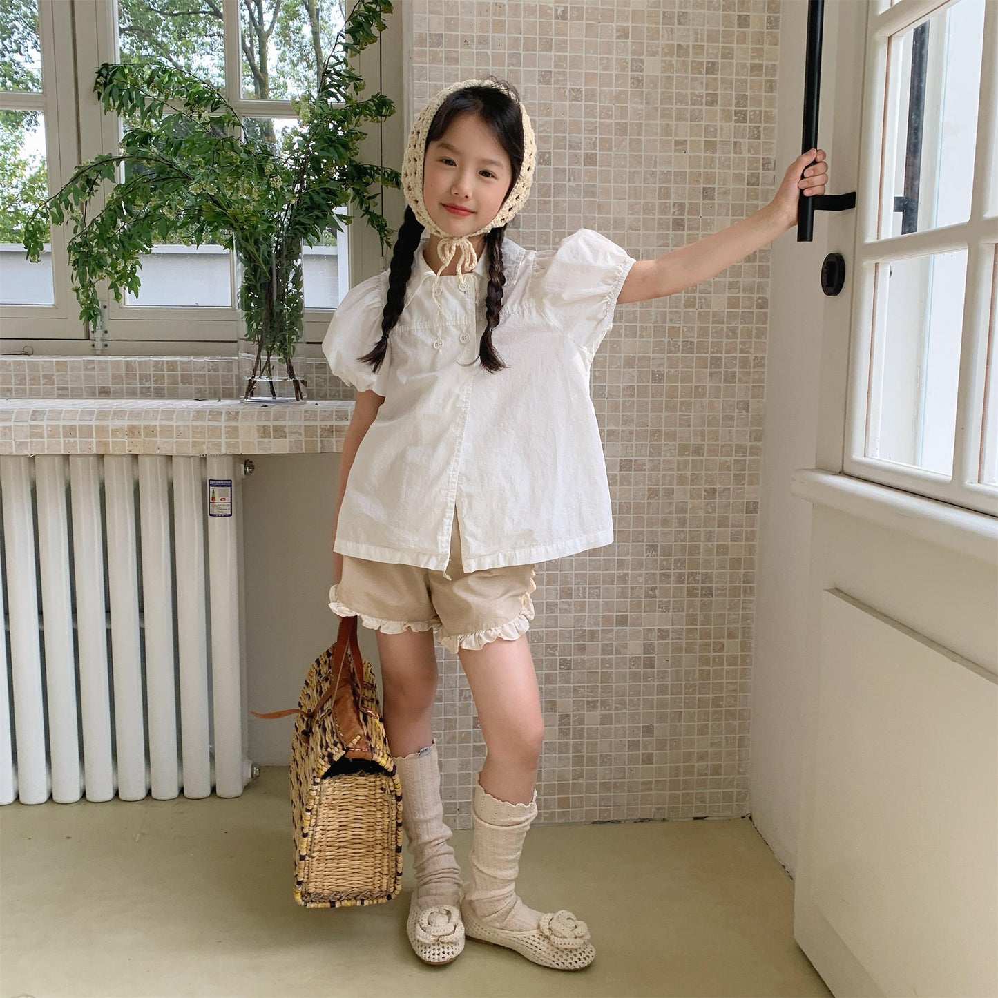 Puff Sleeve Floral Cotton Shirt パフスリーブ フラワー コットン シャツ【mh0012656】