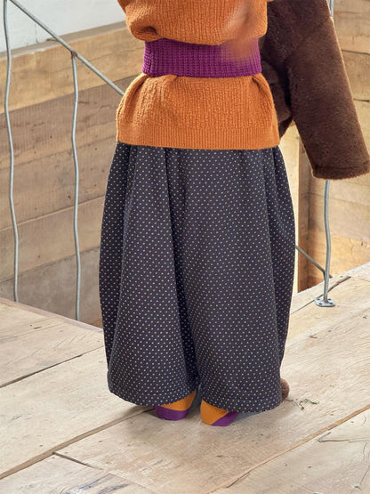 ロングパンツ 水玉ドットプリント ワイドルーズパンツ【mh0011759】