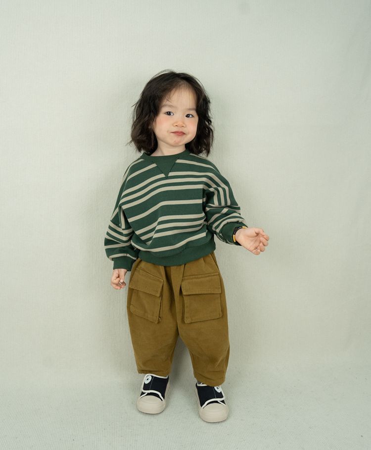 Pantalón largo suelto cargo de niño con bolsillos y solapa 【mh0013944】