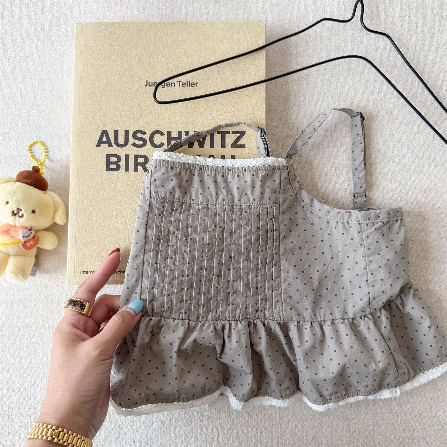 Sleeveless Pin-tuck Lace Cami ドット ノースリーブキャミソール【mh0013450】