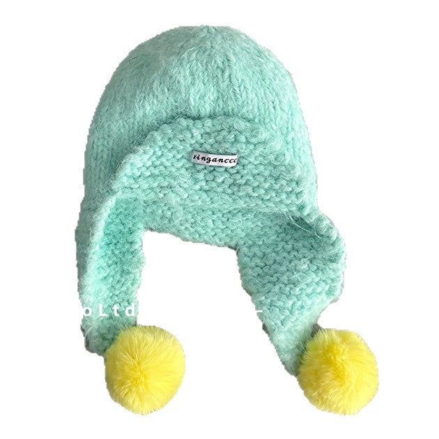 キッズ帽子 キャンディカラー ニットキャップ 耳当て付き トラッパー【mh0011819】