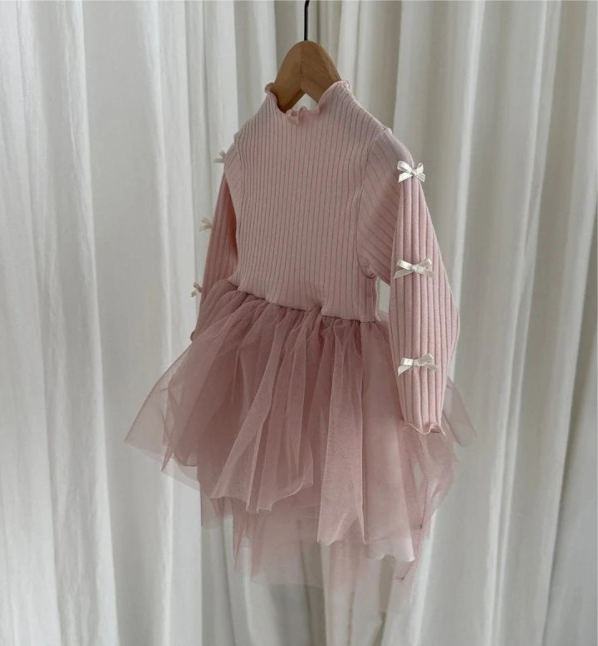Baby Ribbon Mesh Long Sleeve Dress [mh0013884]
