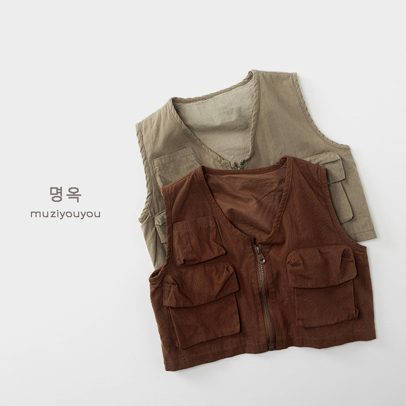 -ビッグポケットフィッシャーマンベスト【mh0010878】 - mamahalo shop - ベスト -  べビー服 - 子供服 - 男の子 - 女の子