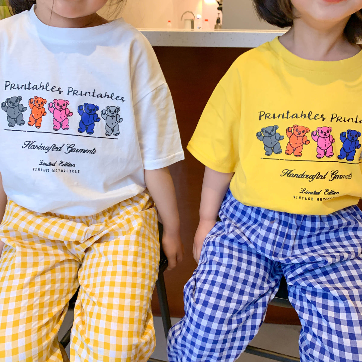 Pantalones holgados de verano a cuadros para niños [mh0000865]