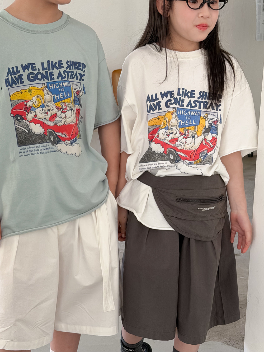 Vintage Sheep Graphic Oversized Top アメコミプリント 半袖Tシャツ【mh0013522】