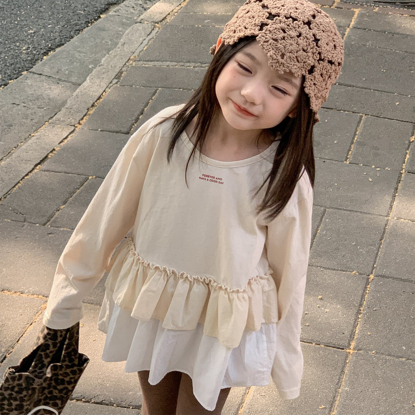 -フリル裾リブ長袖Tシャツチュニックカットソー【mh0010803】 - mamahalo shop - 長袖Tシャツ -  べビー服 - 子供服 - 男の子 - 女の子