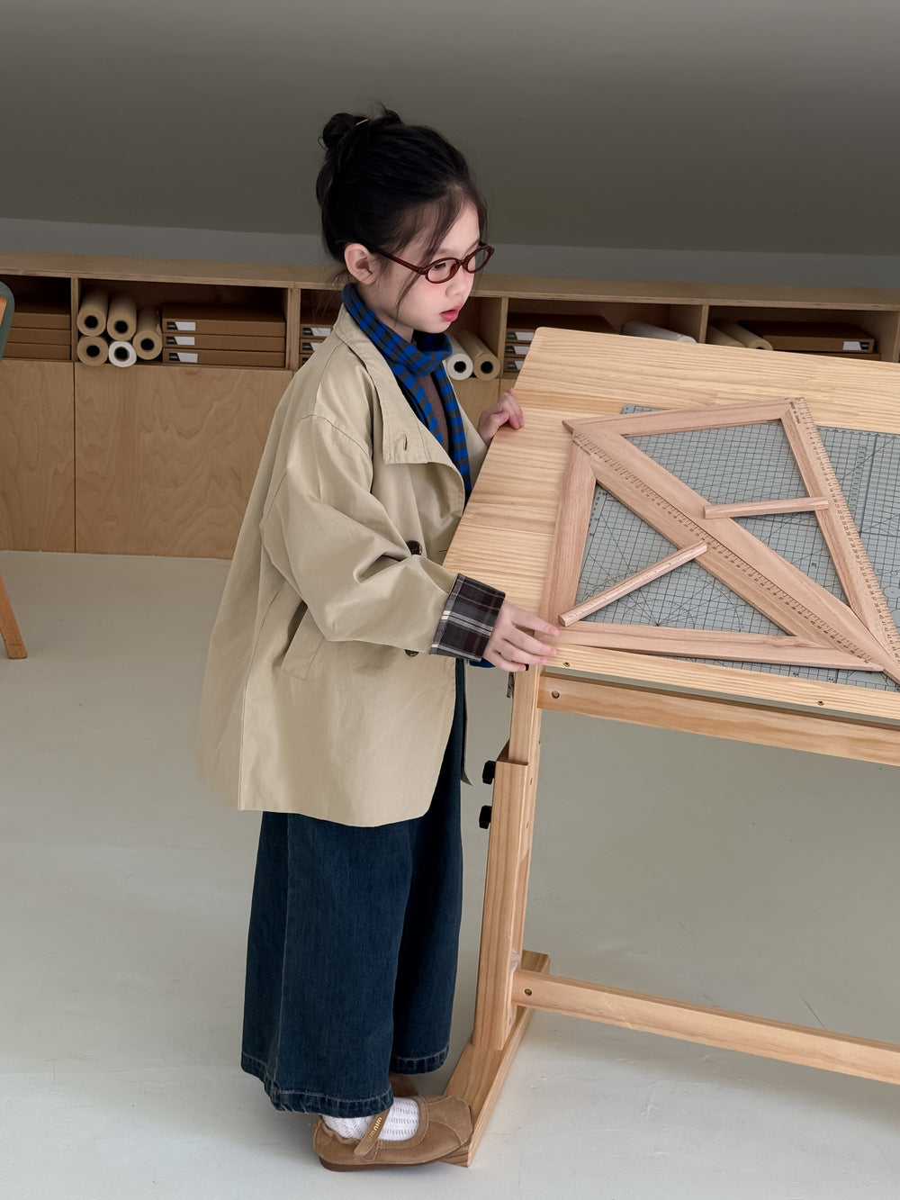 -無地ロング丈トレンチコートジャケット 襟付きカジュアルアウター【mh0010782】 - mamahalo shop - ショートコート・ジャケット・ジャンパー -  べビー服 - 子供服 - 男の子 - 女の子