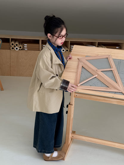 -無地ロング丈トレンチコートジャケット 襟付きカジュアルアウター【mh0010782】 - mamahalo shop - ショートコート・ジャケット・ジャンパー -  べビー服 - 子供服 - 男の子 - 女の子