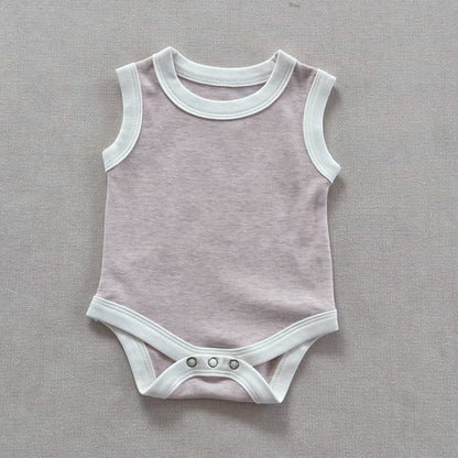 Sleeveless Piping Newborn Baby Romper [mh0013282]
