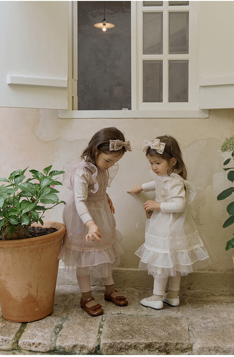 -襟元フリル長袖Tシャツ レース切り替えブラウス【mh0010832】 - mamahalo shop - 長袖Tシャツ -  べビー服 - 子供服 - 男の子 - 女の子