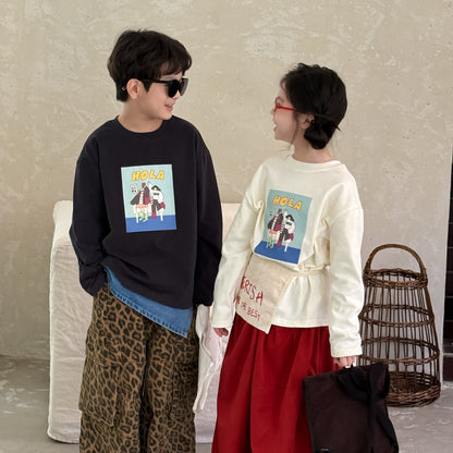 -アルファベットプリント長袖Tシャツ【mh0010760】 - mamahalo shop - 半袖Tシャツ -  べビー服 - 子供服 - 男の子 - 女の子