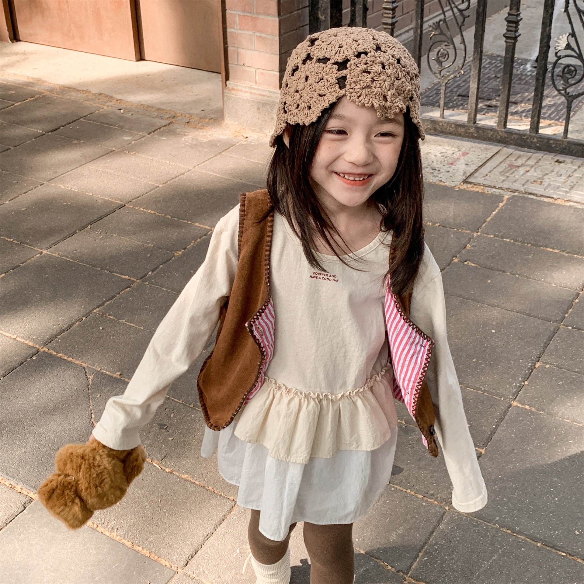 -フリル裾リブ長袖Tシャツチュニックカットソー【mh0010803】 - mamahalo shop - 長袖Tシャツ -  べビー服 - 子供服 - 男の子 - 女の子