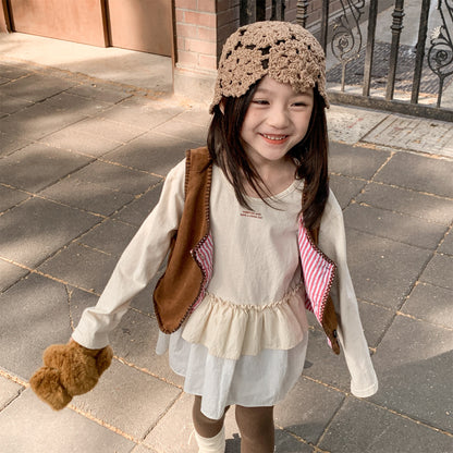 -フリル裾リブ長袖Tシャツチュニックカットソー【mh0010803】 - mamahalo shop - 長袖Tシャツ -  べビー服 - 子供服 - 男の子 - 女の子