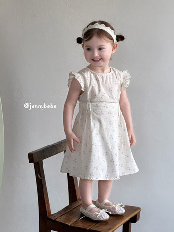 Floral Cotton Frill Dress 花柄 コットン 袖フリル ワンピース【mh0012550】